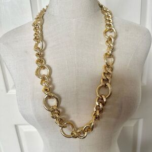 Long gold tone chain link necklace